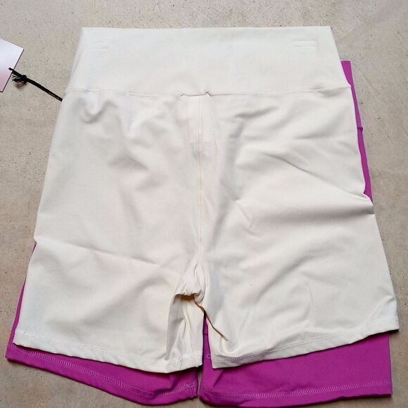 NWT Happily Grey Women's 5" Inseam Pink & Cream Bike Shorts Set of 2 Size Large - Picture 5 of 9